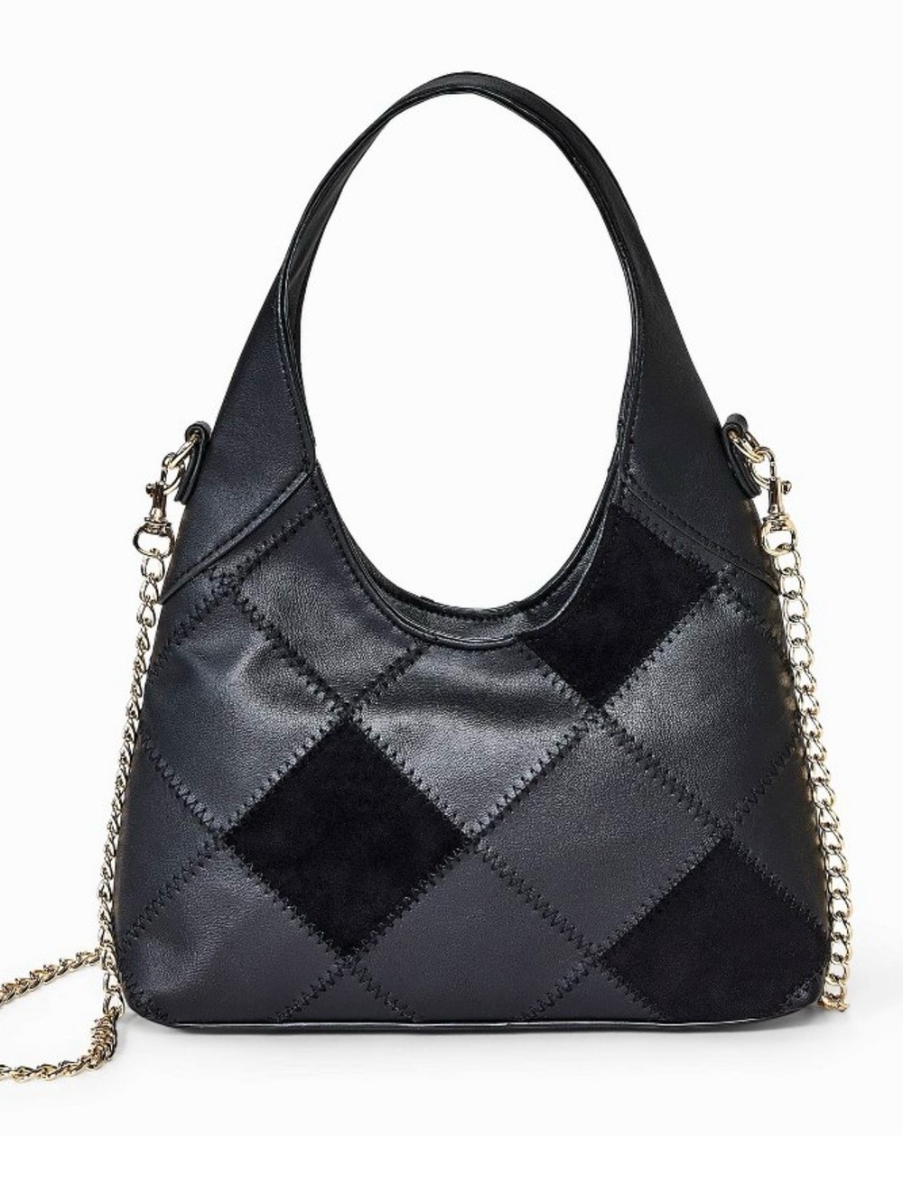 Universal Thread Black Quilted Handbag with Detachable Gold Chain Strap NWT